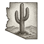 Cactus Equity Group logo: charcoal cactus inside Arizona outline